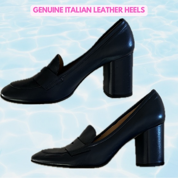 Genuine Italian Leather Loafer Pumps - Picture 1 of 14
